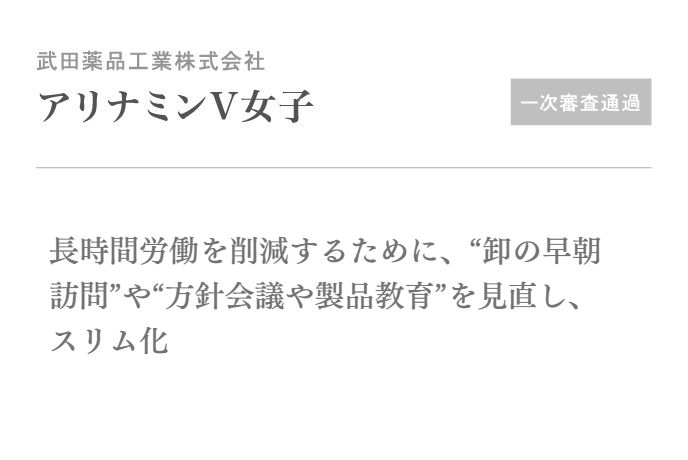長時間労働を削減するために、“卸の早朝訪問”や“方針会議や製品教育”を見直し、スリム化
