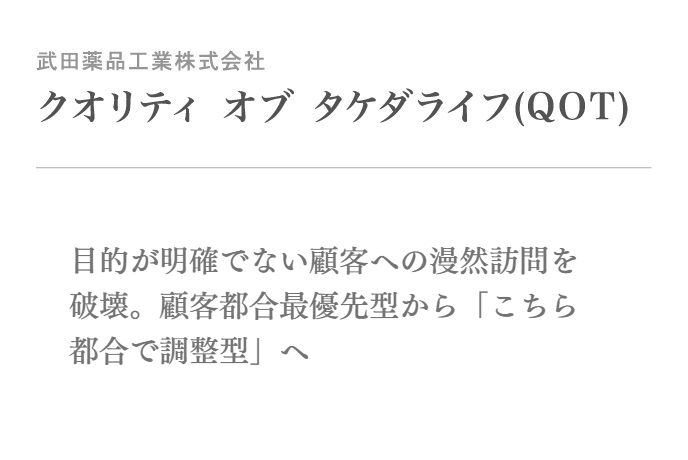 目的が明確でない顧客への漫然訪問を破壊。顧客都合最優先型から「こちら都合で調整型」へ